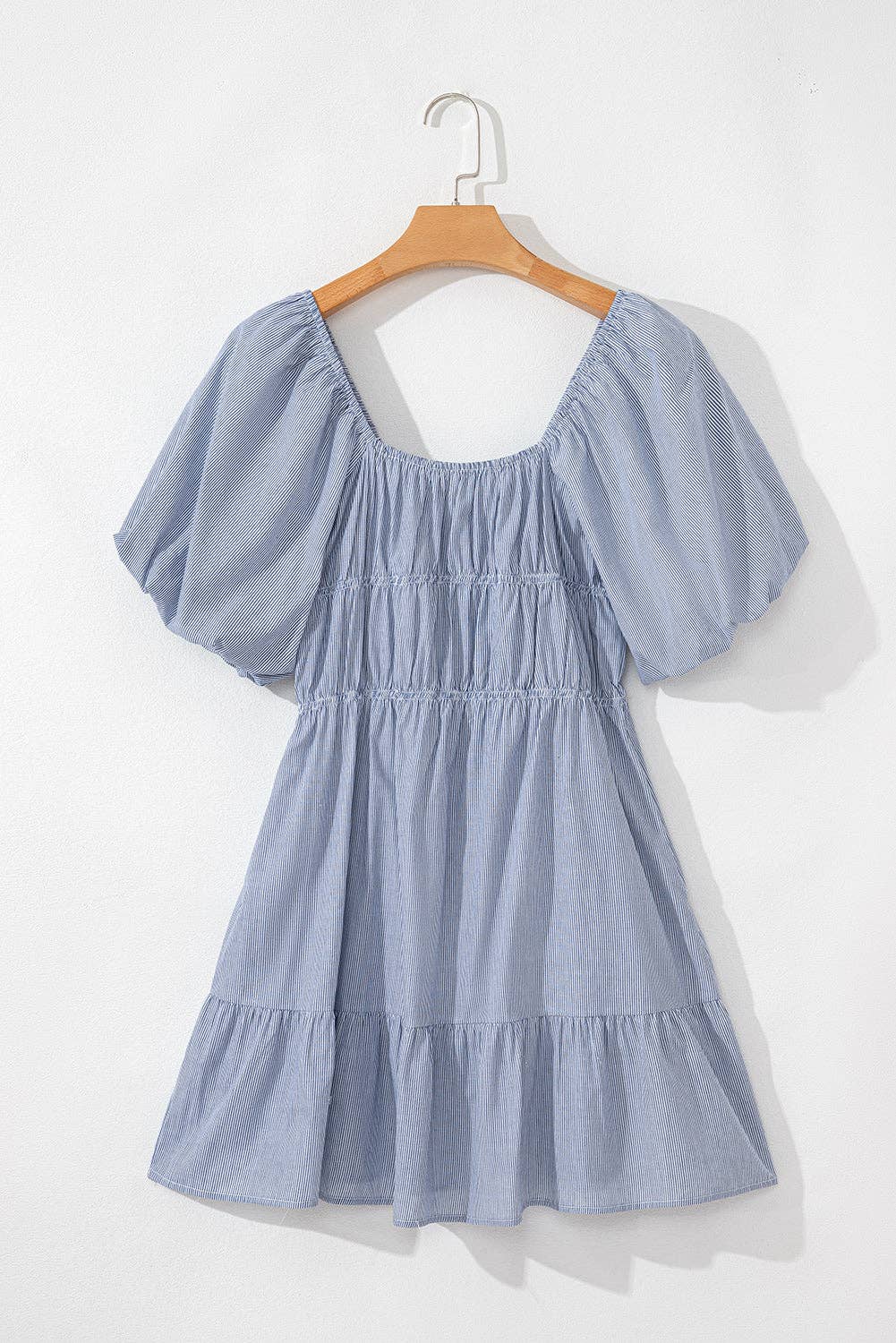 Stripe Bubble Sleeve Babydoll Summer Dress