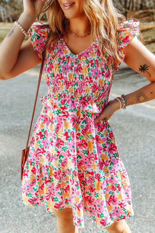 Floral Smocked Bodice Dress